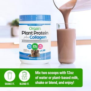 Orgain Protein Powder + Collagen, Creamy Chocolate Fudge - 25g of Protein, 10g Collagen Peptides, Type I & III, 1B CFU Probiotics, Supports Hair, Skin, Nail, Joint & Gut Health, Gluten Free - 1.6lb