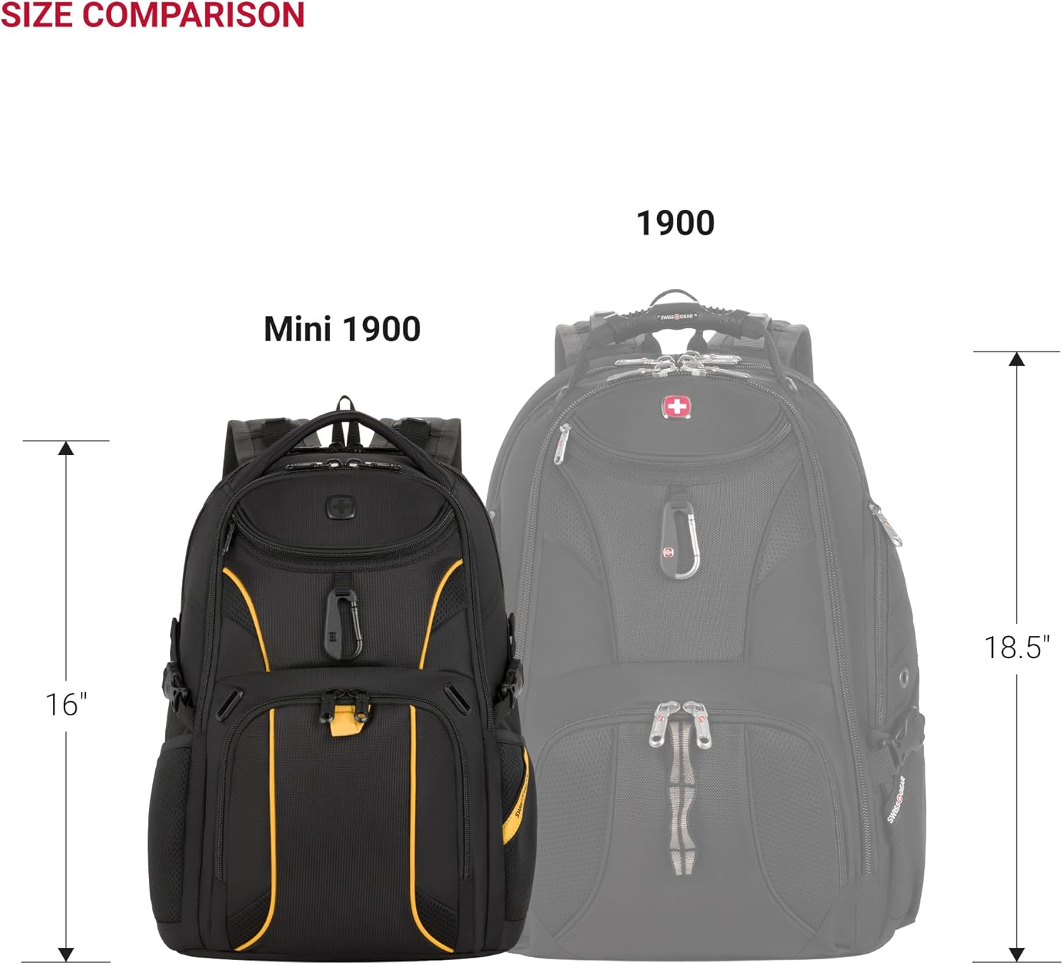 SwissGear 1900 Mini ScanSmart 16-Inch Backpack, Fits Up to 13-Inch Laptop, RFID Protection & ScanSmart TSA-Friendly Compartment, Black/Yellow