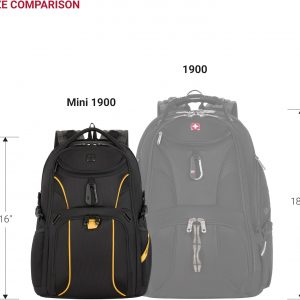 SwissGear 1900 Mini ScanSmart 16-Inch Backpack, Fits Up to 13-Inch Laptop, RFID Protection & ScanSmart TSA-Friendly Compartment, Black/Yellow