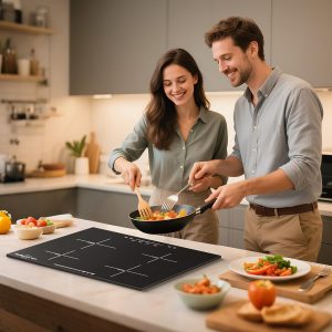 Placa de inducción empotrada de 30 pulgadas con 4 quemadores de 6600 W, estufa eléctrica de encimera con control táctil, 9 niveles de potencia, temporizador y bloqueo para niños