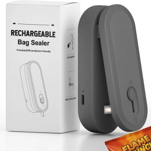 Mini Bag Sealer with Cutter and Magnet, 1800mAh Rechargeable Bag Resealer Handheld, Portable Heat Sealer for Heavy-Duty Plastic Snack & Chip Bags, Upgraded, Gift for Women, Food Saver, Kitchen Storage