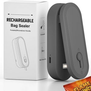 Mini Bag Sealer with Cutter and Magnet, 1800mAh Rechargeable Bag Resealer Handheld, Portable Heat Sealer for Heavy-Duty Plastic Snack & Chip Bags, Upgraded, Gift for Women, Food Saver, Kitchen Storage