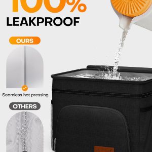 HOTOR Insulated Lunch Box for Men & Women - Leak-Proof Cooler Lunch Bag with 4 Pockets, Adjustable Strap, Ideal for Work, Picnic, Travel - Medium, Black, 10.2"×6.9"×8.5"