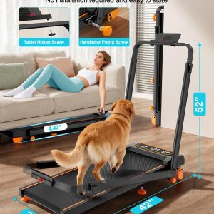 Walking Pad with 12% Incline/Adjustable Height, Upgraded 3.5HP Walking Pad with Handle Bar, 4 in 1 Foldable Under Desk Treadmill, Electric Portable Treadmills for Home 350LBS, LED Display