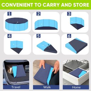 Dog Pool, Foldable Pet Swimming Pool with 6mm High-Strength PP Board, Hard Plastic Collapsible Doggy Pools for Small Dogs Kitty Duck,Non-Slip Doggie Bathtub Quick to Set Up and Drainage Hole(32x8in)