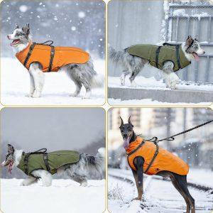 OneTigris Dog Coat with Harness - Reflective Adjustable Coats for Medium and Large Dogs, Waterproof Warm Winter Coat, Soft Heavy Fleece Lining with Back Zipper Dog Jackets