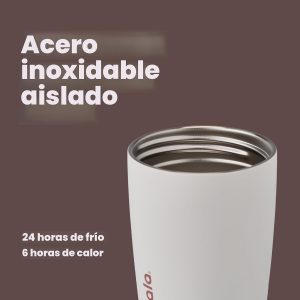Owala SmoothSip Slider - Vaso de café aislado de acero inoxidable, taza de café helado reutilizable, taza de viaje para café caliente, libre de BPA, 12 onzas, vainilla