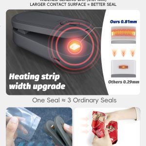 Mini Bag Sealer with Cutter and Magnet, 1800mAh Rechargeable Bag Resealer Handheld, Portable Heat Sealer for Heavy-Duty Plastic Snack & Chip Bags, Upgraded, Gift for Women, Food Saver, Kitchen Storage