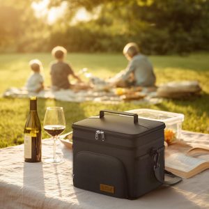 HOTOR Insulated Lunch Box for Men & Women - Leak-Proof Cooler Lunch Bag with 4 Pockets, Adjustable Strap, Ideal for Work, Picnic, Travel - Medium, Black, 10.2"×6.9"×8.5"