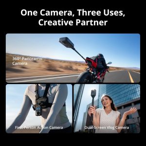 DJI Osmo 360 Combo Multi-POV para Motocicleta, Cámara 360 con Imagen 360° de 1 Pulgada, Video 4K/120fps y 170° Boost, Soporte y Abrazadera de Servicio Pesado, Video Nativo 8K 360°, Cámara de Acción