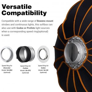 GODOX QR-P70 - Caja de luz parabólica de 27.5 pulgadas / 27.6 in, montaje Bowens, caja de luz parabólica de liberación rápida, con difusor frontal e interior y rejilla SL-60W AD600BM VL150 UL150