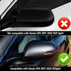 Compatible with Honda CRV 2017-2022/HRV 2016-2022 Left Driver Side Mirror Cover, Clip-on Rearview Mirror Cap WITH Turn Signal Light Replaces for 76251-T1W-A01ZE,76251T1WA01ZE Gray #NH797M