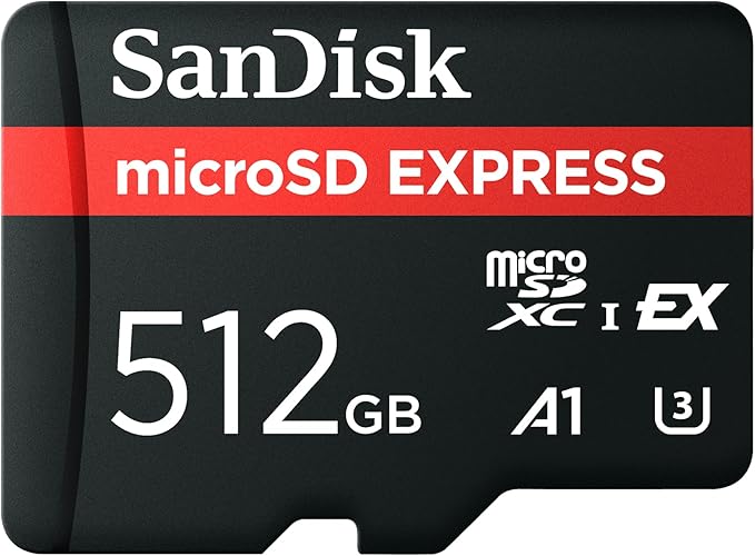 SanDisk 512GB microSD Express Card - Works with Nintendo-Switch 2, Up to 880MB/s Read, Up to 650MB/s Write, 220MB/s Sustained Write, U3, C10 - SDSQXFN-512G-GN4N