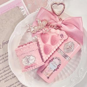 Flower Knows Cake Charm Set,Strawberry Cupid 12-Piece Makeup Gift Box Set,Lip Cream+Liquid Blush+Makeup Palette+Hand Mirror+Solid Perfume+Hair Clip+Cushion Powder Puff+Eyeshadow Brush+Gift Box