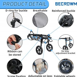 Dog Wheelchair for Back Legs, Light Weight Dog Wheelchair Cart with Disabled Hind Legs Walking, Adjustable
