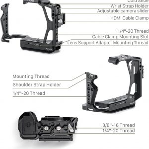 Tilta Kit Pro de jaula para cámara Alpha 7V, A7V, A7IV, A7R V | Mango superior Xeno | Mango lateral ajustable | Abrazadera de cable HDMI | Placa base Arca-Swiss | Soporte de varilla LWS de 0.591 in |