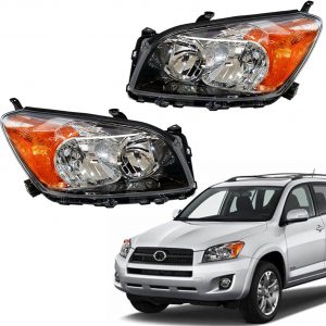 labwork - Conjunto de faros delanteros de repuesto para Toyota Rav4 2009-2012, proyector negro, set para lado del conductor y del pasajero