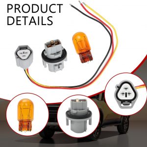 1 juego de bombilla de iluminación para automóvil, juego de arnés de cableado de zócalo de bombilla de luz de señal de giro, interfaz estándar de reemplazo 26243-5HA0A, compatible con Toyota