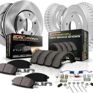 Power Stop KOE15188DK Autospecialty Front and Rear Replacement Brake Kit-OE Brake Drums & Ceramic Brake Pads For Mazda Protege 1999-2000 [Model Specific]