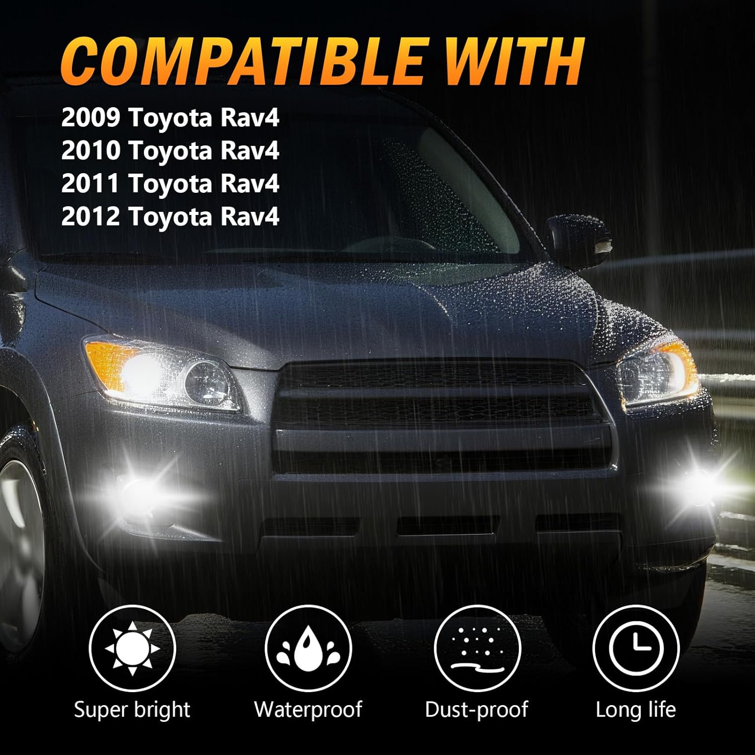 LED Fog Lights for 2009 2010 2011 2012 Toyota Rav4,Fog lights Replacement Assembly,Front Driving Fog Lamps Kits with Wiring Harness Switch,Clear Lens