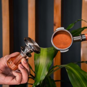 58.5mm Espresso Tamper – Rosewood Handle, Self-Leveling & Double Spring Loaded Calibrated Design Fits 58mm Portafilter Basket for Precise Consistent Shots