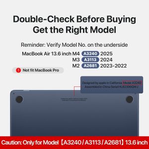 Matte Case for MacBook Air 13/13.6-inch (M5/M4/M3/M2, 2022–2026 Models A3240 A3113 A2681), Lightweight | Scratch & Fingerprint Resistant | Closes Seamlessly | Ideal for Work, Travel & Study