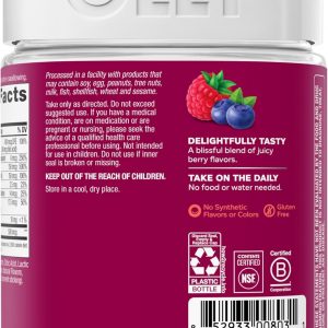 OLLY - Goma multivitamínica para mujer, salud general y apoyo inmunológico, vitaminas A, D, C, E, biotina, ácido fólico, vitamina masticable para adultos, baya, suministro de 65 días - 130 unidades