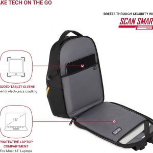 SwissGear 1900 Mini ScanSmart 16-Inch Backpack, Fits Up to 13-Inch Laptop, RFID Protection & ScanSmart TSA-Friendly Compartment, Black/Yellow