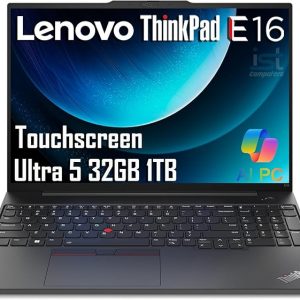 Lenovo ThinkPad E16 Gen 2 Business AI PC Laptop (16" FHD+ Touchscreen, Intel 12-Core Ultra 5 125U (> i7-1355U), 32GB DDR5, 1TB SSD) Backlit, Fingerprint, Thunderbolt 4, Ethernet, Wi-Fi, Win 11 Pro