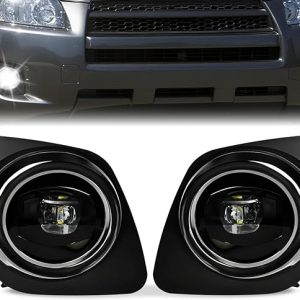 LED Fog Lights for 2009 2010 2011 2012 Toyota Rav4,Fog lights Replacement Assembly,Front Driving Fog Lamps Kits with Wiring Harness Switch,Clear Lens