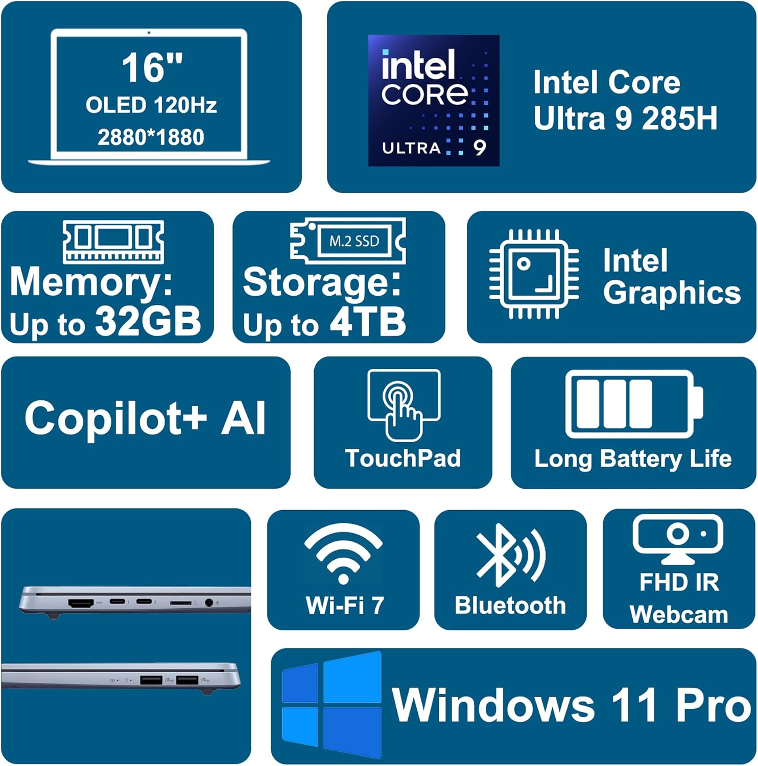 ASUS Vivobook S16 AI PC Laptop 16" 2.8k OLED 120Hz (600nits HDR, 100% DCI-P3) Intel 16-core Ultra 9 285H 32GB DDR5 1TB SSD Backlit for Creator Business Professional Work Win11Pro ICP Hub