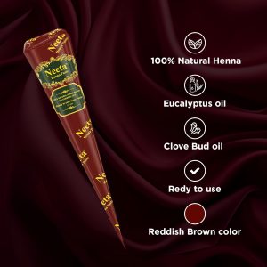 Neeta 4 Pack 100% Natural Ready to Use Henna Paste Hair Dye Cones Reddish Brown Color tubes color for women Perfect for Spot hair coloring, Long-lasting and Cruelty-Free