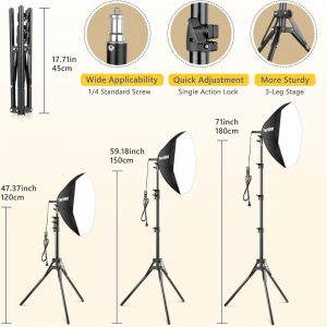 Torjim Softbox Photography Lighting Kit, 20'' x 20'' Professional Softbox Lighting Kit with 85W 3000-7500K LED Bulbs, Studio Lights for Photography/Video Recording/Live Streaming/Portraits Shooting