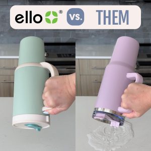 Ello Oasis Vaso de 40 onzas con asa y popote retráctil | Vaso reutilizable aislado de acero inoxidable 100% a prueba de fugas, regalos para adolescentes, mujeres y hombres | Se mantiene el frío