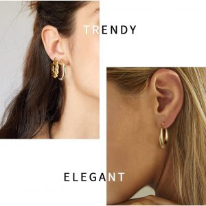 Yesteel 9 pares de arracadas de oro para mujer, chapadas en oro real de 14 quilates, gruesos, hipoalergénicos y ligeros para mujer, regalos de joyería de oro