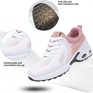 Padgene Zapatillas para Mujer con Cojín de Aire Zapatos para Correr Ligeros Zapatos de Tenis para Caminar de Malla Transpirables para Gimnasio Trabajo Moda Zapatillas Deportivas Cómodas Casuales