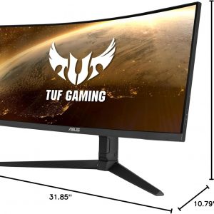 ASUS TUF Gaming VG34VQL1B 34" Monitor curvo HDR, WQHD (3440x1440), 165Hz, 1ms, desenfoque de movimiento extremadamente bajo, FreeSync Premium, cuidado de ojos, DisplayPort HDMI USB, Altura ajustable, DisplayHDR 400, Negro