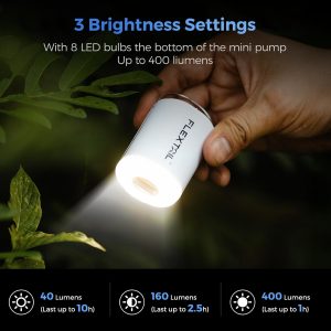 FLEXTAILGEAR Bomba de Aire Portátil con Linterna de Camping Tiny Pump 2X Bomba de Aire de 4kPa para Inflables Bomba de Colchón de Aire Recargable con Diseño Magnético para Colchonetas de Dormir