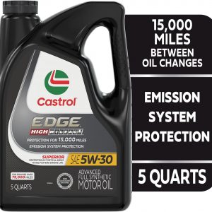 Castrol EDGE High Mileage 5W-30 Aceite de motor sintético avanzado completo, 5 cuartos de galón