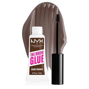 NYX PROFESSIONAL MAKEUP The Brow Glue, Gel de cejas teñido de sujeción extrema - Marrón oscuro