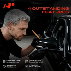 A-Premium 2 PCS Driver and Passenger Side Rearview Mirror Covers Caps - Compatible with Honda CR-V CRV, HR-V HRV, 2023 2024 2025 - Smooth Black, with Turn Signal Hole