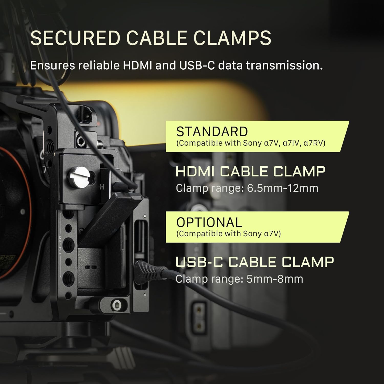 Tilta Kit Pro de jaula para cámara Alpha 7V, A7V, A7IV, A7R V | Mango superior Xeno | Mango lateral ajustable | Abrazadera de cable HDMI | Placa base Arca-Swiss | Soporte de varilla LWS de 0.591 in |