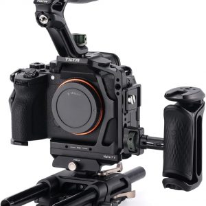 Tilta Kit Pro de jaula para cámara Alpha 7V, A7V, A7IV, A7R V | Mango superior Xeno | Mango lateral ajustable | Abrazadera de cable HDMI | Placa base Arca-Swiss | Soporte de varilla LWS de 0.591 in |
