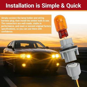 Juego de arnés de cableado de bombilla de señal de giro, bombilla de iluminación de automóvil, bombilla de filamento dual ámbar y reemplazo de soporte para 26243-5HA0A, compatible con Nissan