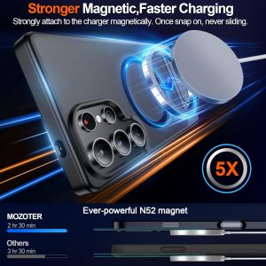 Magnetic for Samsung Galaxy S24 Ultra Case[Compatible with MagSafe][Built-in Invisible Kickstand][Military Grade Shockproof]Slim Translucent Matte Phone Case for Samsung Galaxy S24 Ultra 6.8"