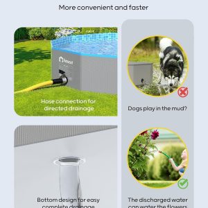 Peteast Piscina plegable para perros con diseño redondo resistente, bañera portátil extra grande para mascotas, diseño portátil duradero de 64 pulgadas de diámetro para patio trasero e interior (incluye 2 discos voladores)