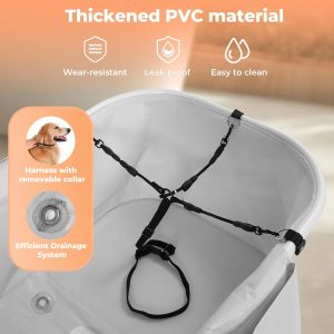 Portable Dog Bathtub, 5 Height Adjustable Dog Washing Station for Pet Shower and Grooming Foldable Bathing Tub with Storage & Anti-Slip Design for Small Large Dogs Cats