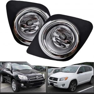 munirater Fog Lights Driving Lamps+Switch+H11 Bulbs Replacement for RAV 4 2009-2012 Clear Bumper Fog Light Assembly