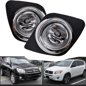 munirater Fog Lights Driving Lamps+Switch+H11 Bulbs Replacement for RAV 4 2009-2012 Clear Bumper Fog Light Assembly