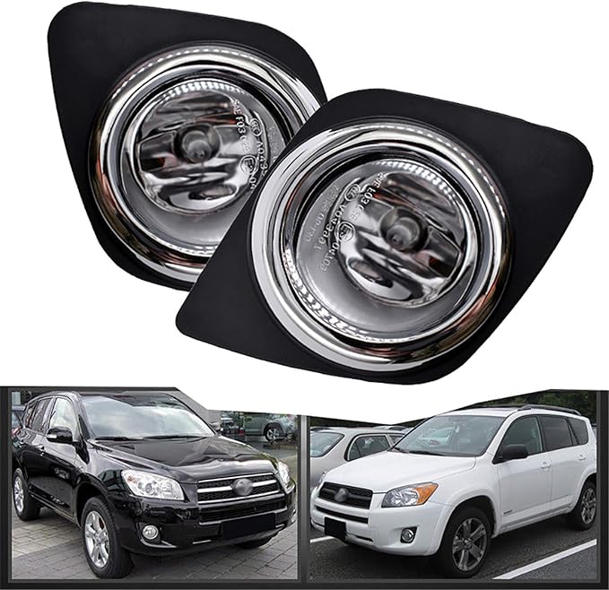 munirater Fog Lights Driving Lamps+Switch+H11 Bulbs Replacement for RAV 4 2009-2012 Clear Bumper Fog Light Assembly